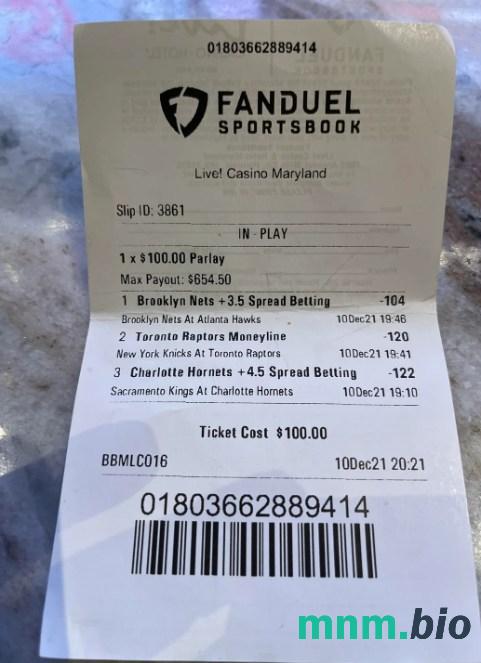 Fanduel Sportsbook przykładowy czek płatniczy PSD